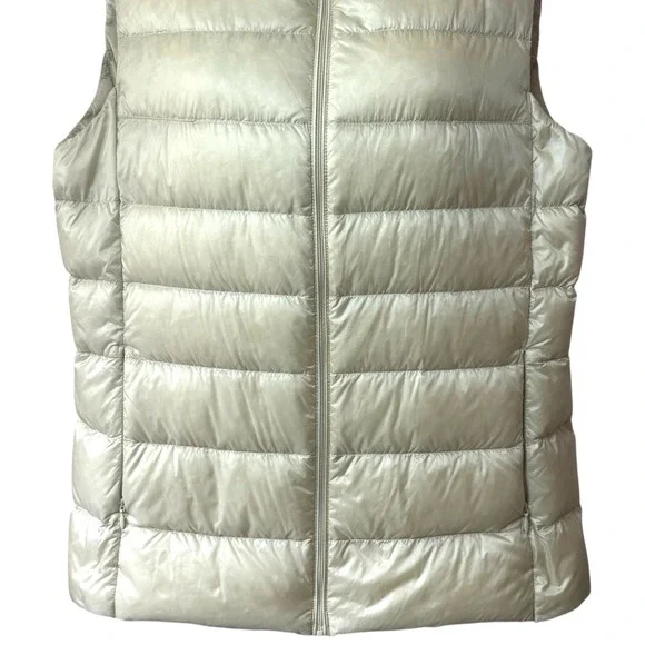 Uniqlo Ultra Light Down Ivory Puffer Vest Outdoors Mountains Hiking Camping L - Picture 4 of 13